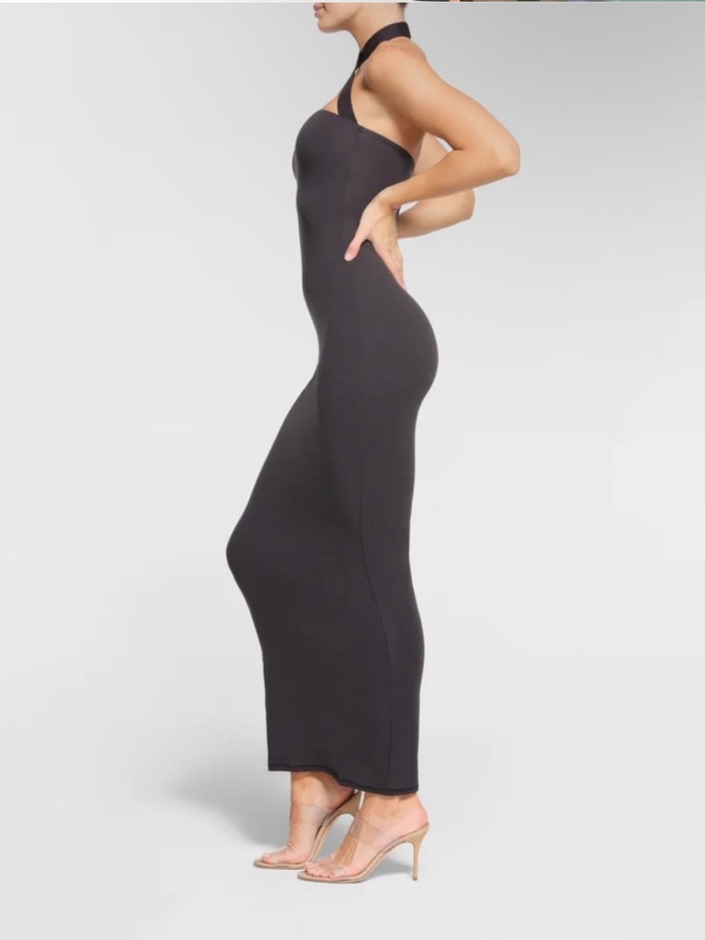 SKIMS Black Halter Wrap Maxi Dress - Picture 3 of 4